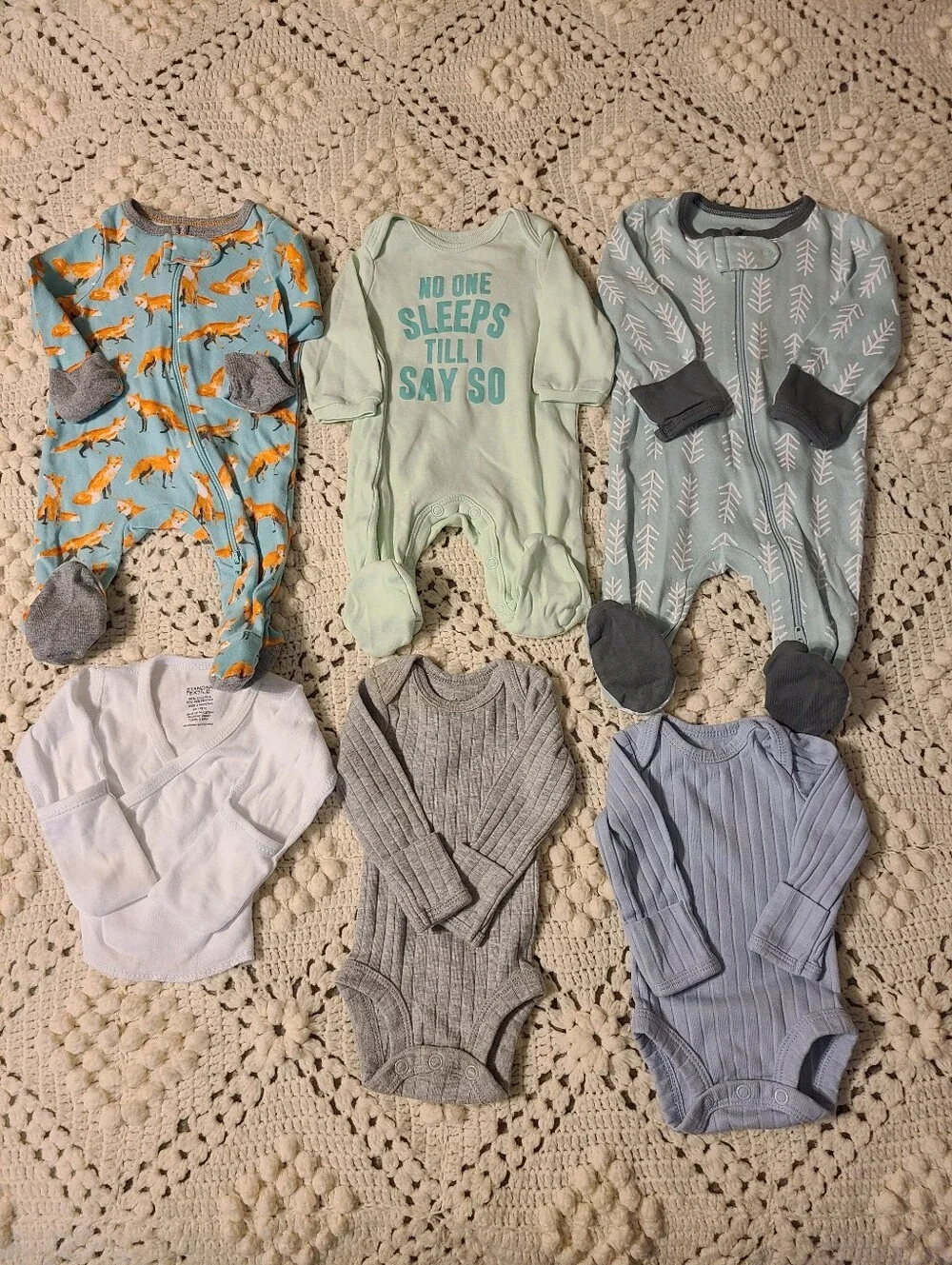 Baby Onesie Bundle - Blue, Mint, Gray & White